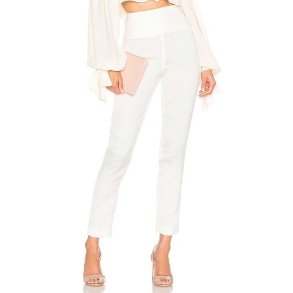 Chrissy Teigen Pants Satin Revolve High Waist PinTuck S Gorgeous-elegant& chic.